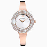 Swarovski Crystal Rose Watch; Metal Bracelet; White; Rose-Gold Tone Pvd Dalmazio Design